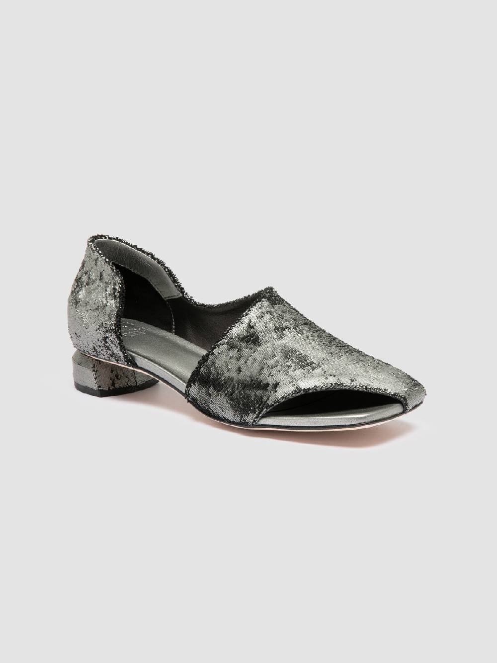 Officine Creative TESSA 009 Silver Leather Mule Sandals