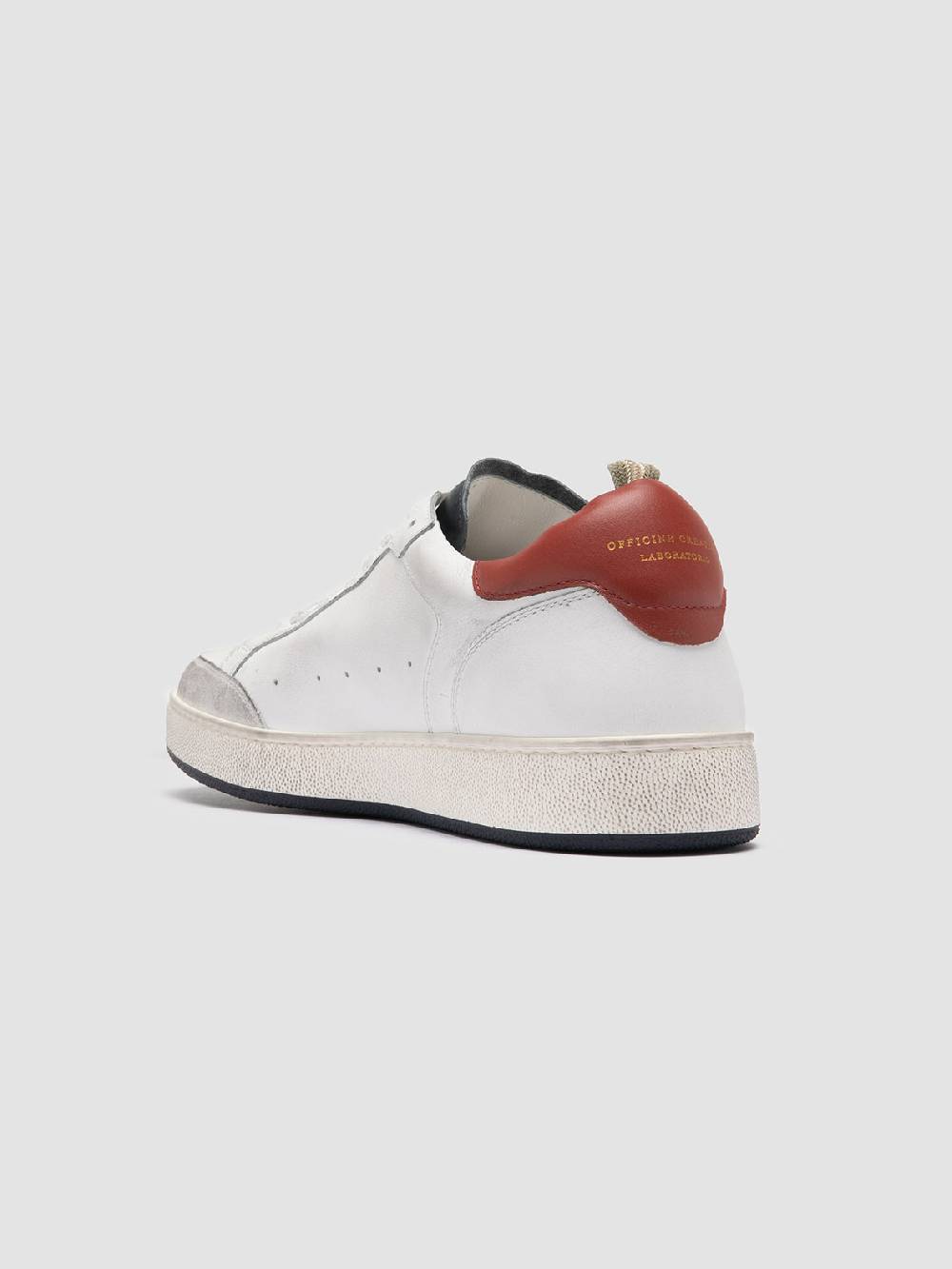 Officine Creative THE ANSWER 001 Sneaker Basse In Camoscio E Pelle Bianca