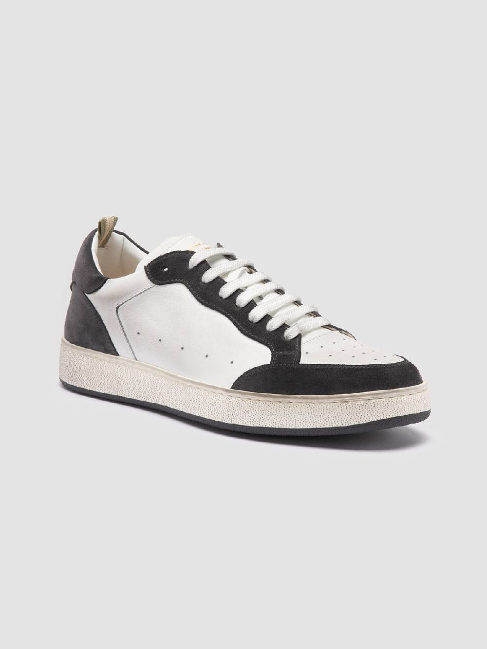 Officine Creative THE ANSWER 001 Sneaker Basse In Camoscio E Pelle Bianca