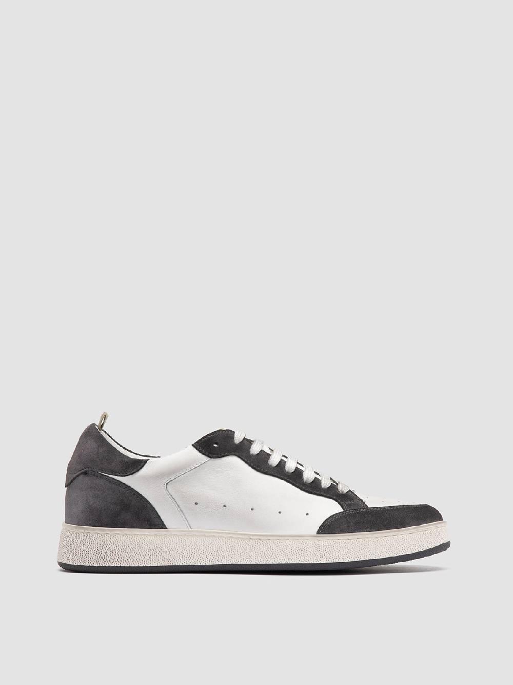 Officine Creative THE ANSWER 001 Sneaker Basse in Camoscio e Pelle Bianca