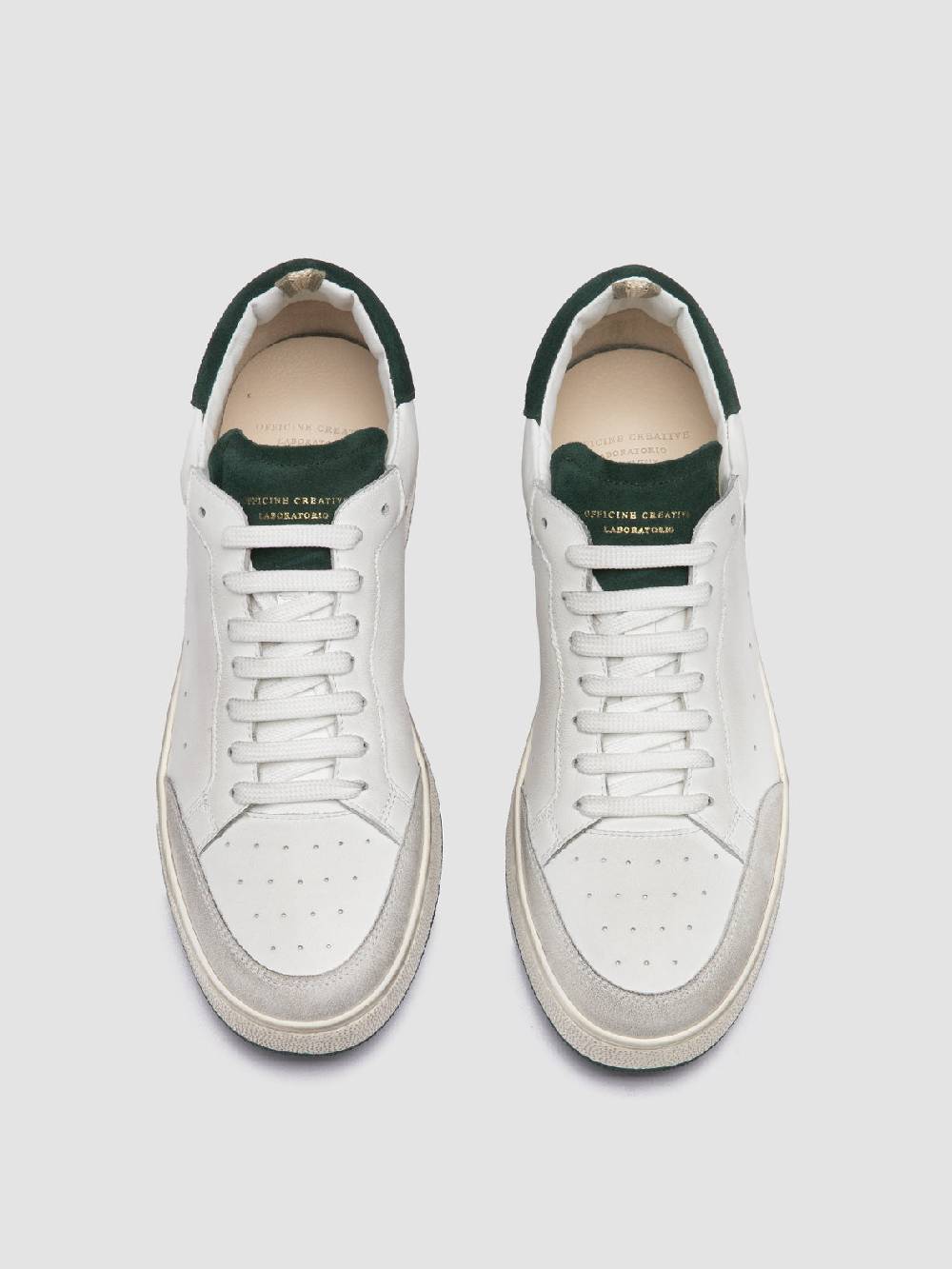 Officine Creative THE ANSWER 001 Sneaker Basse In Camoscio E Pelle Bianca