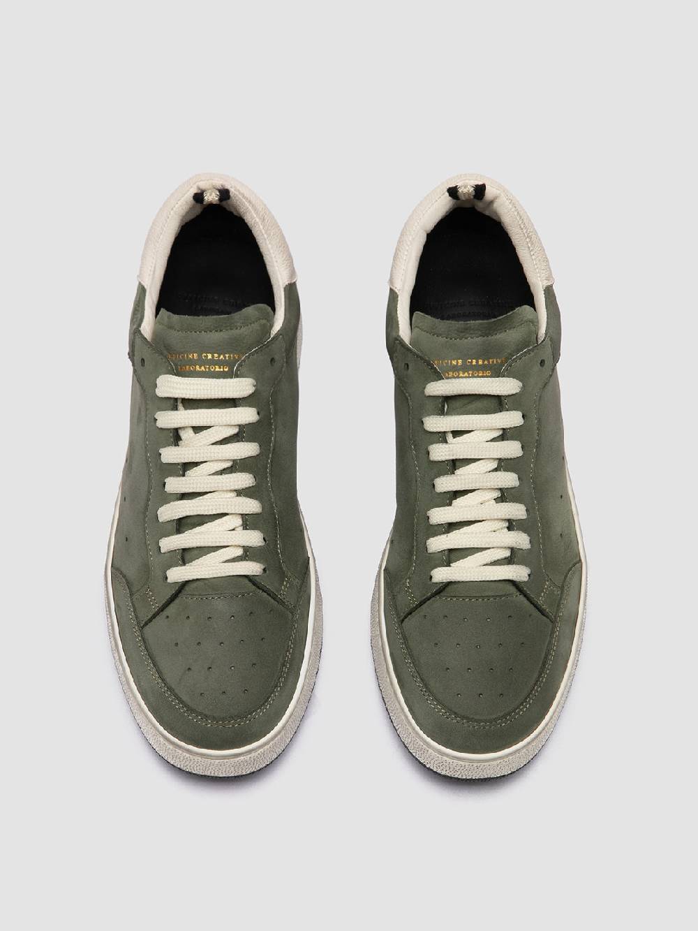 Officine Creative THE ANSWER 002 Sneaker Basse In Camoscio E Pelle Verde