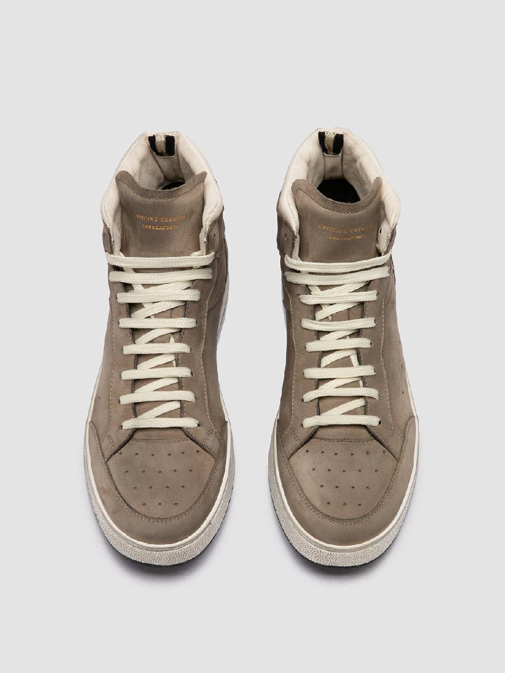 Officine Creative THE ANSWER 004 Sneaker Alte In Camoscio E Pelle Tortora