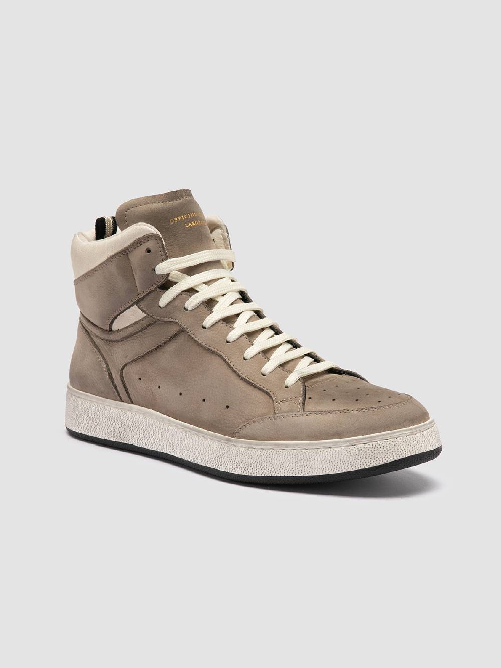 Officine Creative THE ANSWER 004 Sneaker Alte In Camoscio E Pelle Tortora
