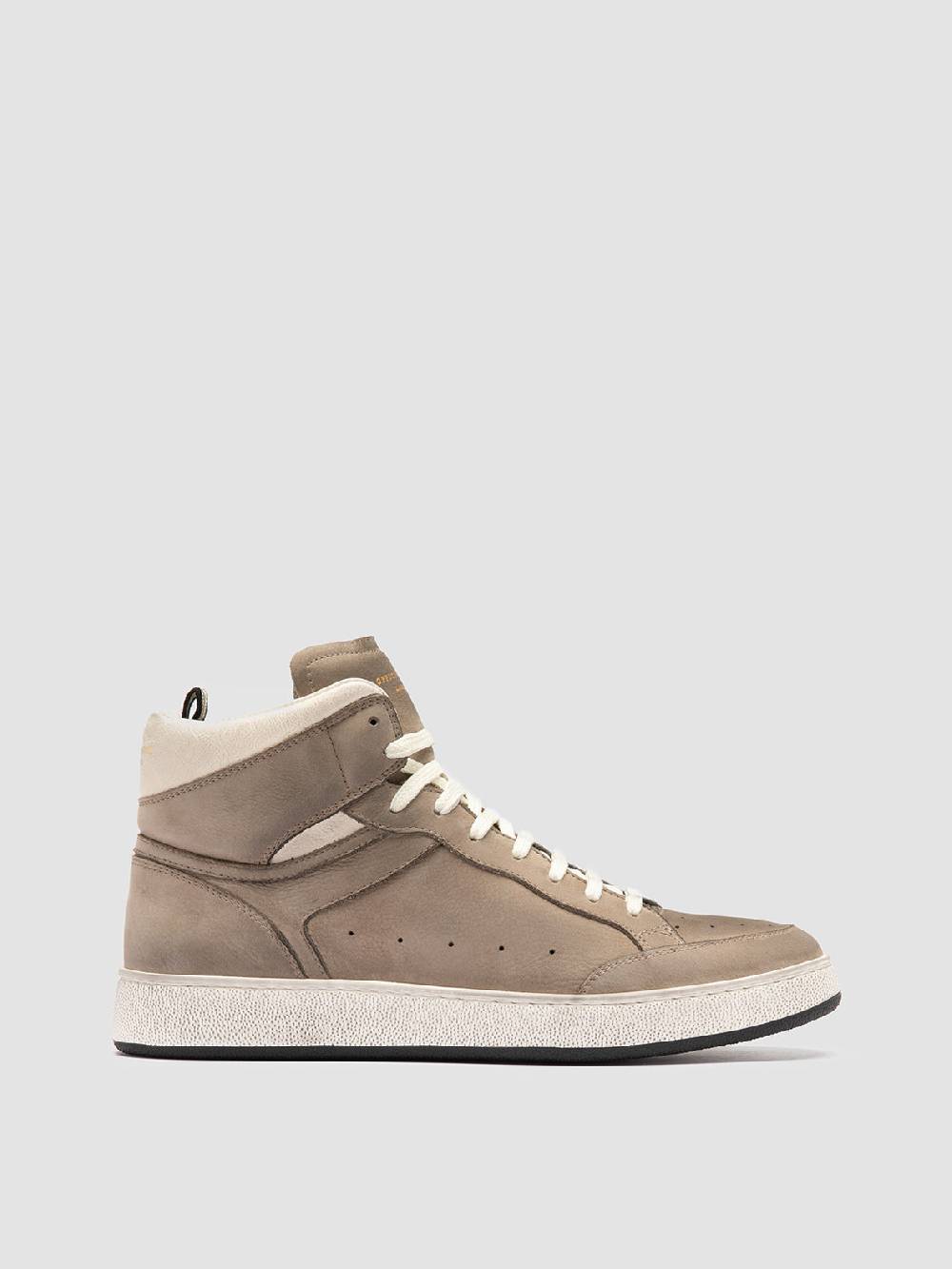 Officine Creative THE ANSWER 004 Sneaker Alte in Camoscio e Pelle Tortora