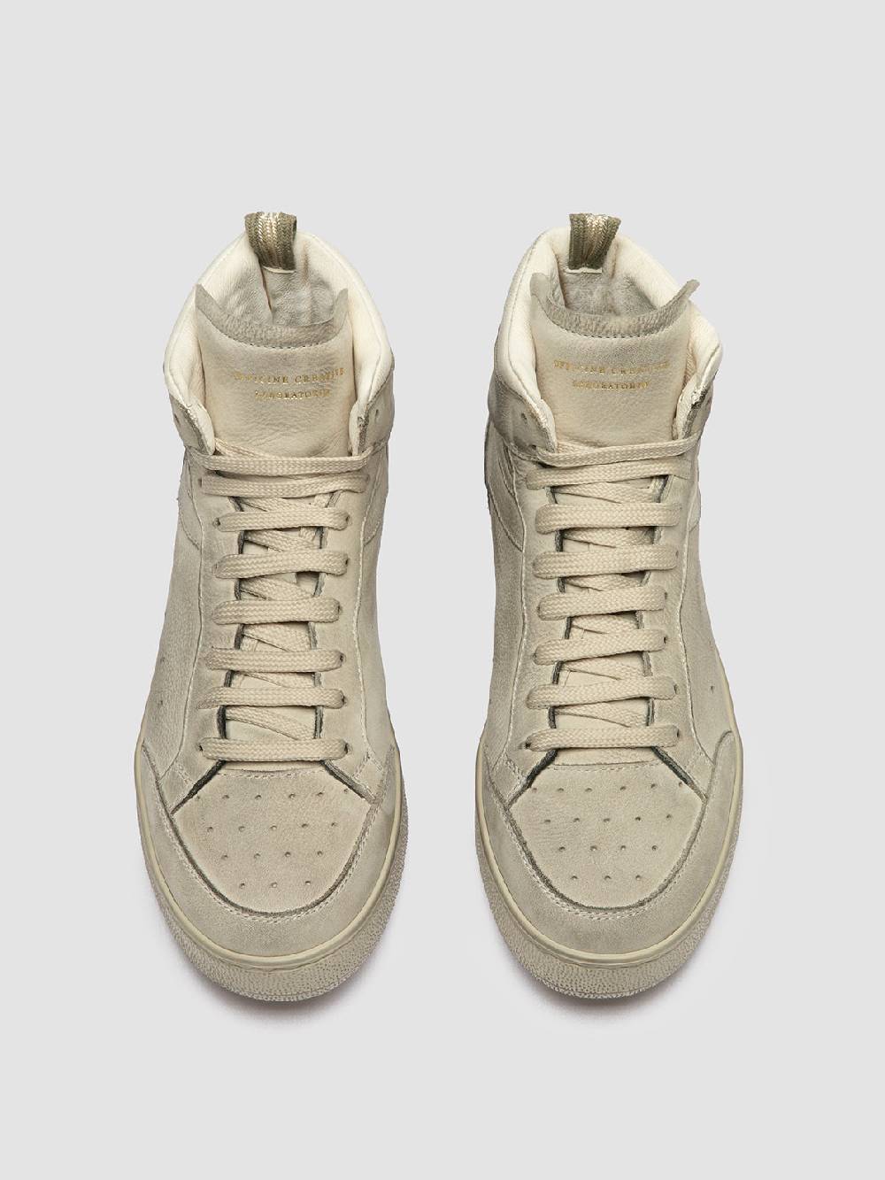 Officine Creative THE ANSWER 108 Sneaker Alte In Nabuk Bianco Sporco