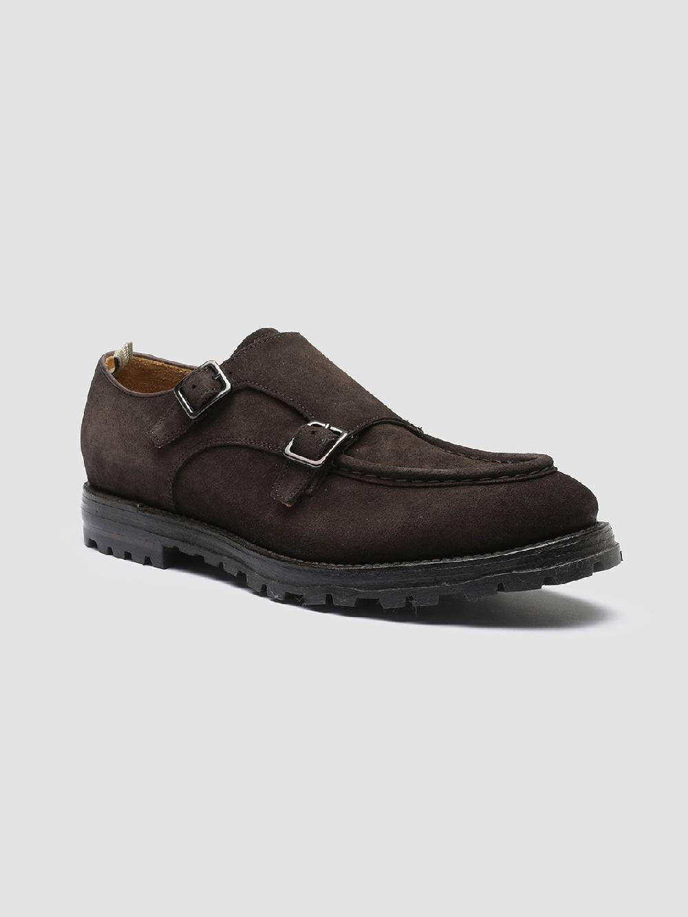 Officine Creative VAIL 012 Dark Brown Suede Monk Shoes