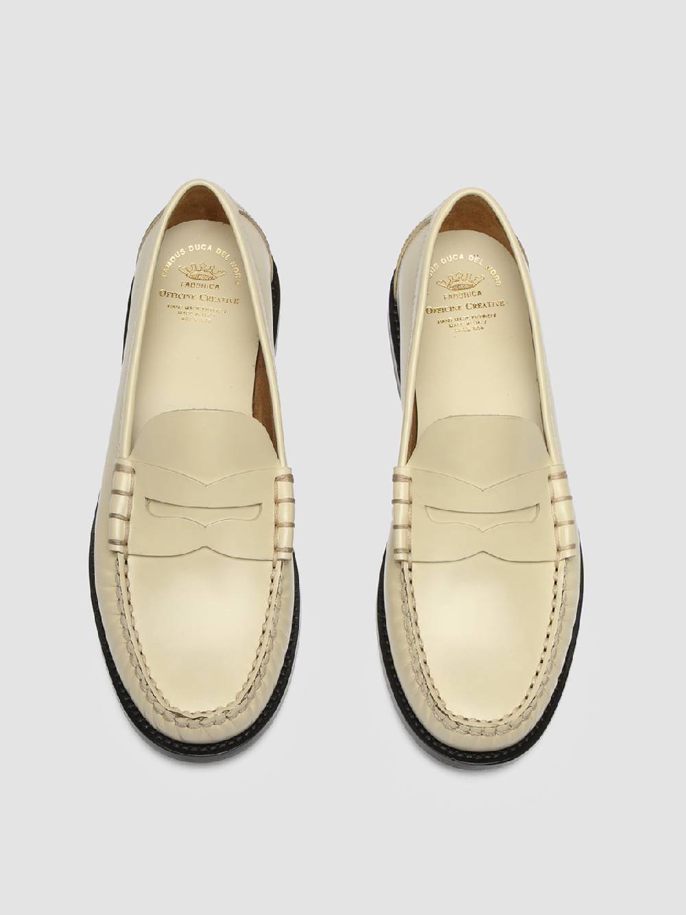 Officine Creative ZIVAGO 103 Ivory Leather Penny Loafers
