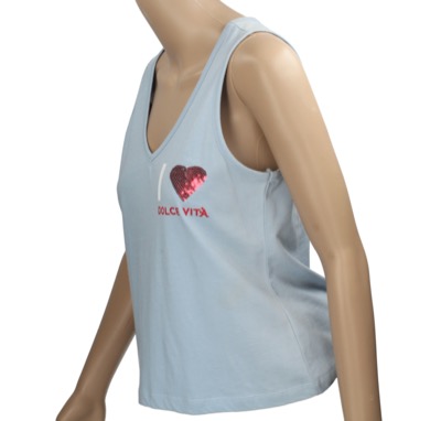 Canotta Donna A-STYLE Tg. S Celeste Cotone AP11