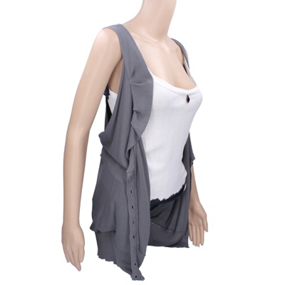 Gilet Cardigan Donna ANNARITA N. Tg. S Grigio Cotone AK195