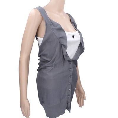 Gilet Cardigan Donna ANNARITA N. Tg. S Grigio Cotone AK195