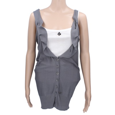 gilet cardigan donna ANNARITA N. tg. S grigio cotone AK195