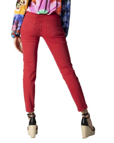 Pantaloni Donna DESIGUAL 44 Rosso Cotone CZ38