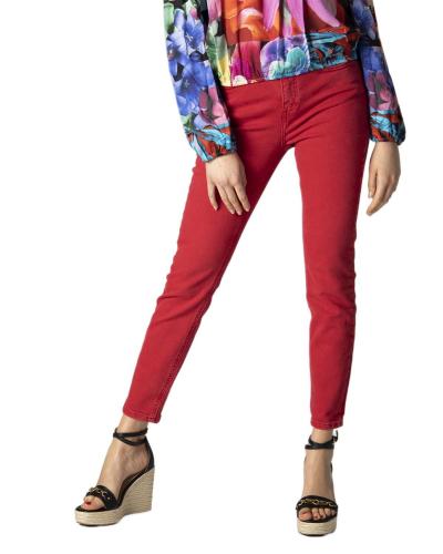 pantaloni donna DESIGUAL 44 rosso cotone CZ38
