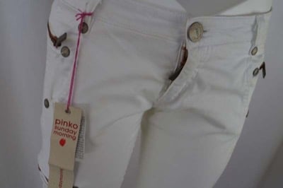 Pantaloni Donna PINKO 42 Bianco Cotone AR816