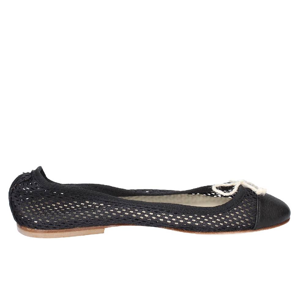 Scarpe Donna ANNIEL Ballerine Nero Tessuto Pelle EX274