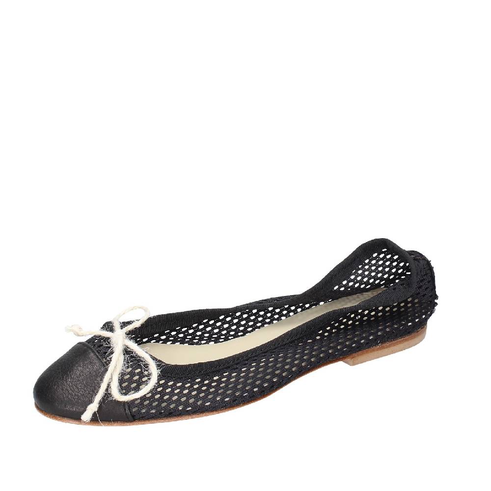 scarpe donna ANNIEL ballerine nero tessuto pelle EX274