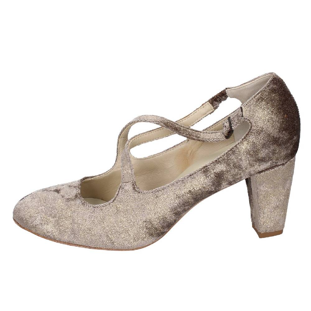 Scarpe Donna ANNIEL Decollete Beige Velluto Oro EX278