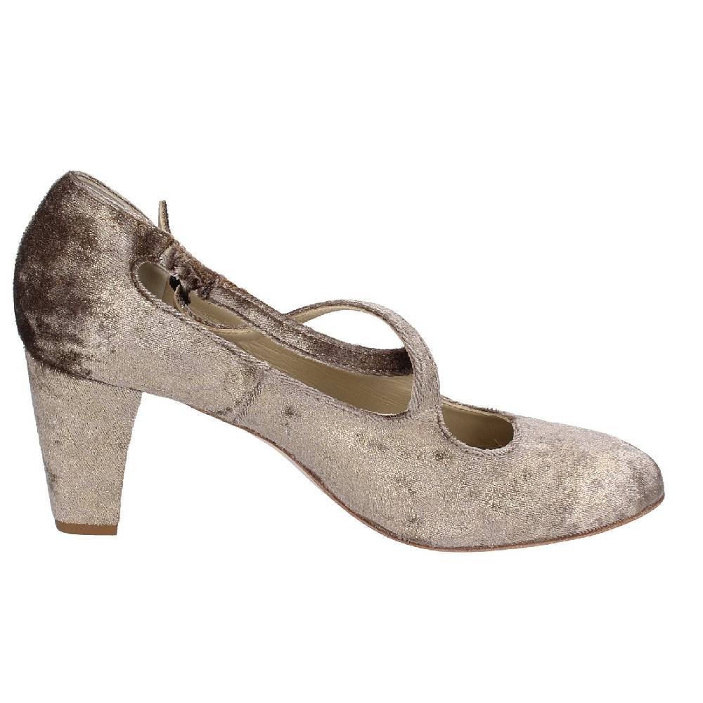 Scarpe Donna ANNIEL Decollete Beige Velluto Oro EX278