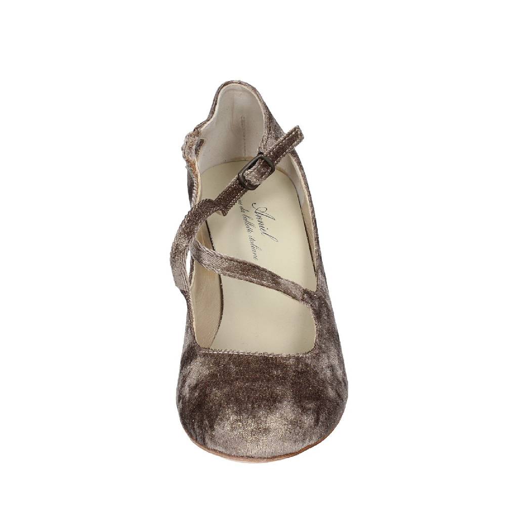 Scarpe Donna ANNIEL Decollete Beige Velluto Oro EX278