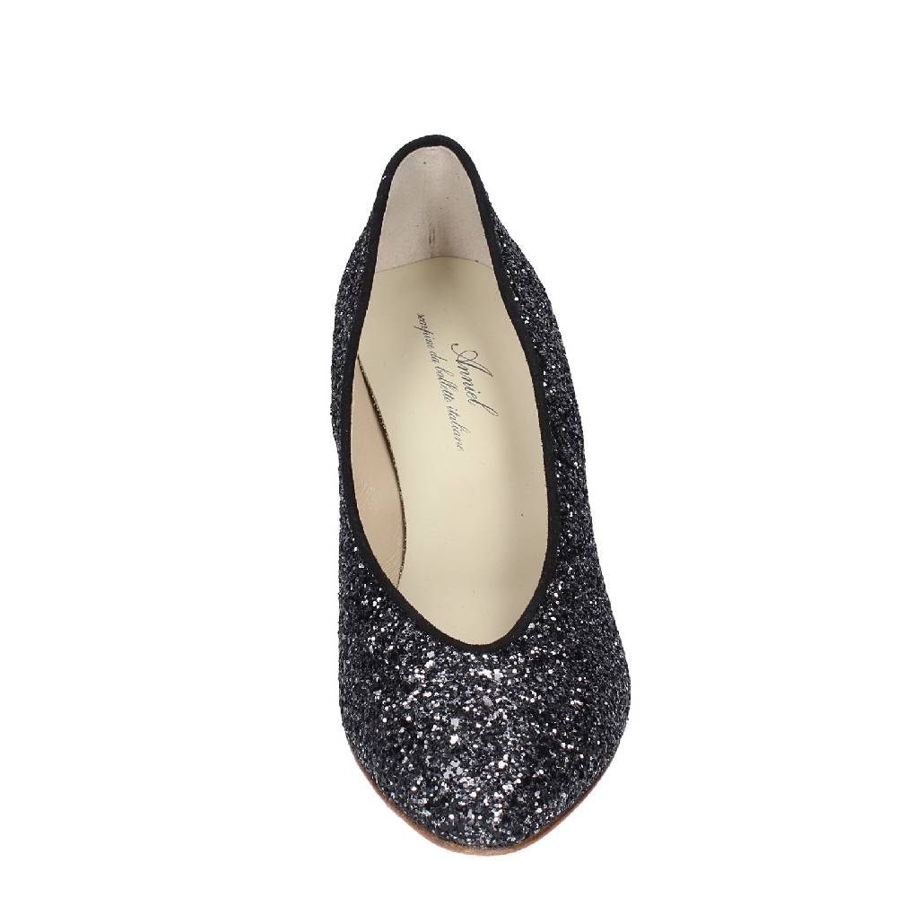 Scarpe Donna ANNIEL Decollete Nero Glitter EX219