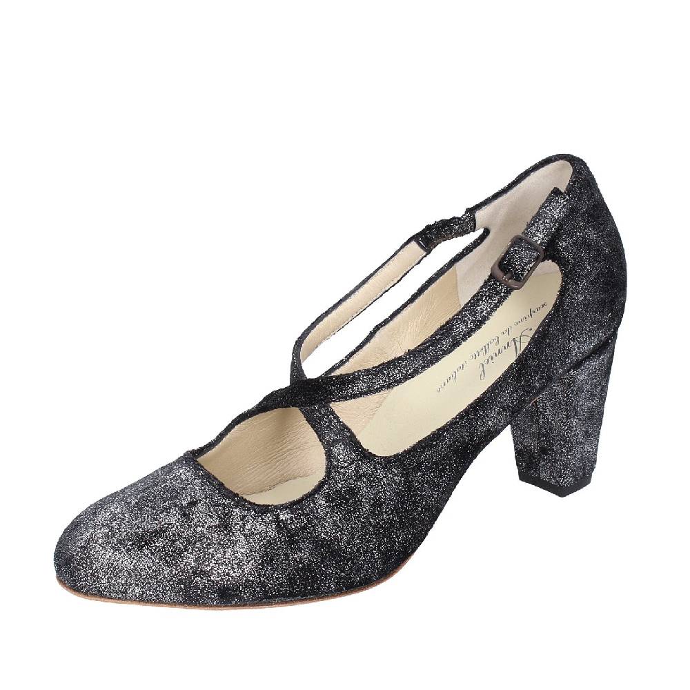 scarpe donna ANNIEL decollete nero tessuto argento EX272