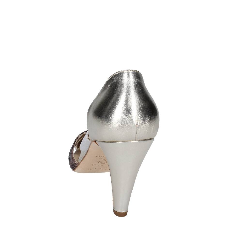 Scarpe Donna ANNIEL Decollete Platino Pelle Nero Camoscio EX237