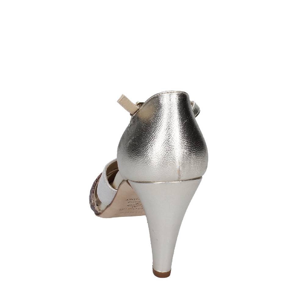 Scarpe Donna ANNIEL Decollete Platino Pelle Nero Camoscio EX234