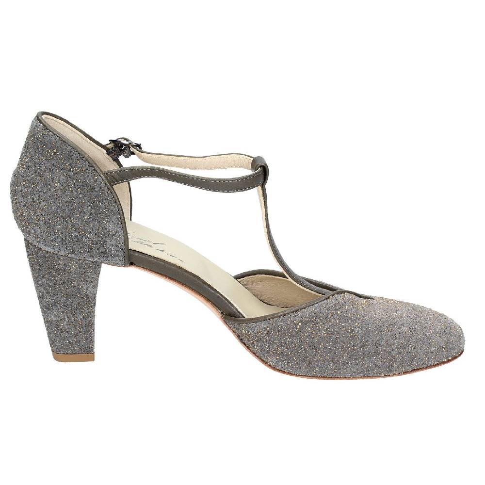 Scarpe Donna ANNIEL Decollete Verde Pelle Oro Camoscio EX280