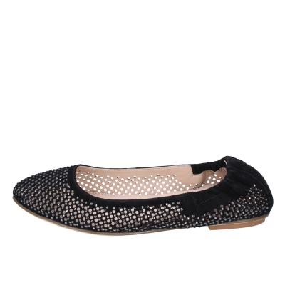 Scarpe Donna CAFè NOIR Ballerine Nero Camoscio Strass MEL501 BF398