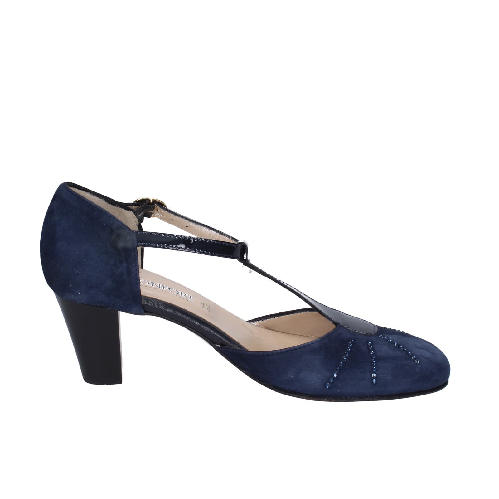 Scarpe Donna CONFORT Decollete Blu Camoscio Strass EZ370