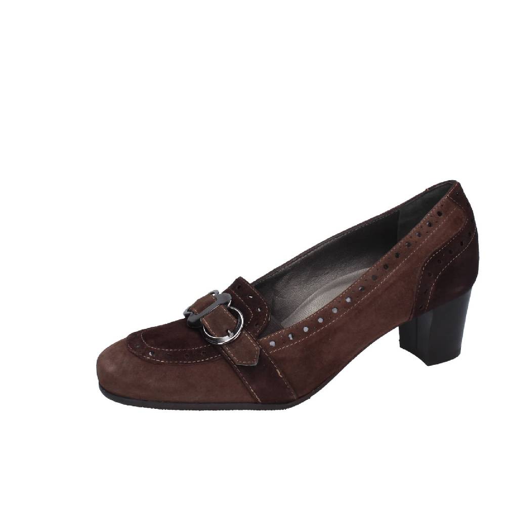 scarpe donna CONFORT decollete marrone camoscio 1607 EZ338