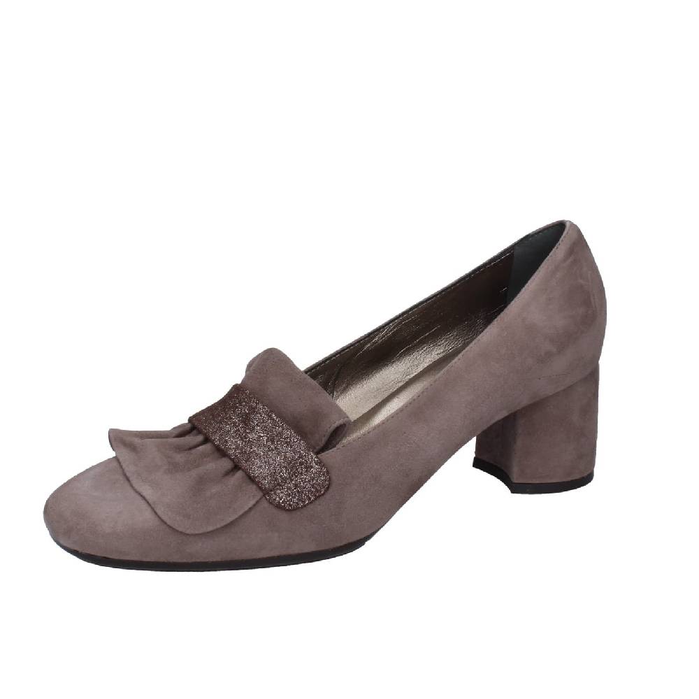 scarpe donna CONFORT decollete marrone camoscio EZ399