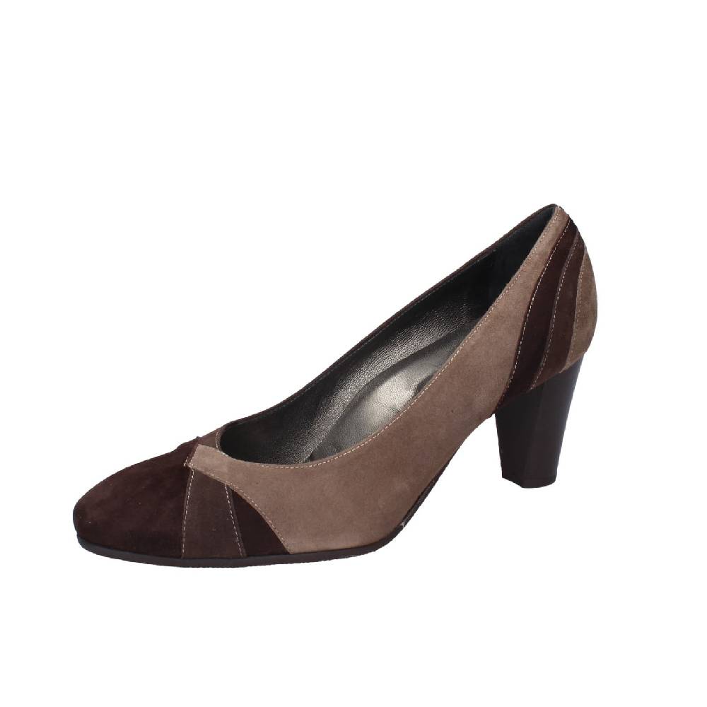 scarpe donna CONFORT decollete marrone camoscio EZ415