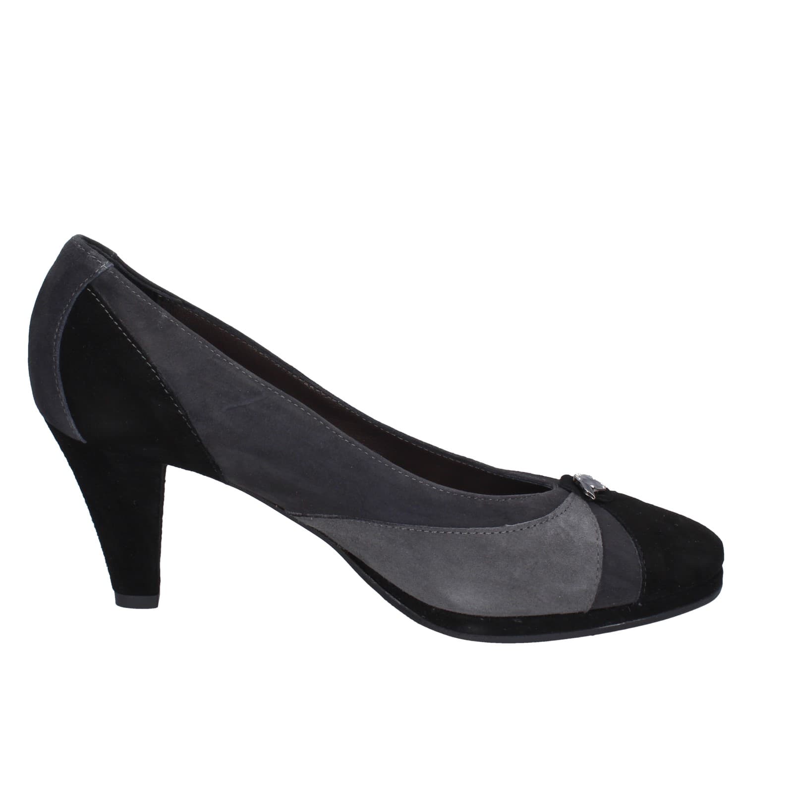 Scarpe Donna CONFORT Decollete Nero Camoscio Grigio EZ369