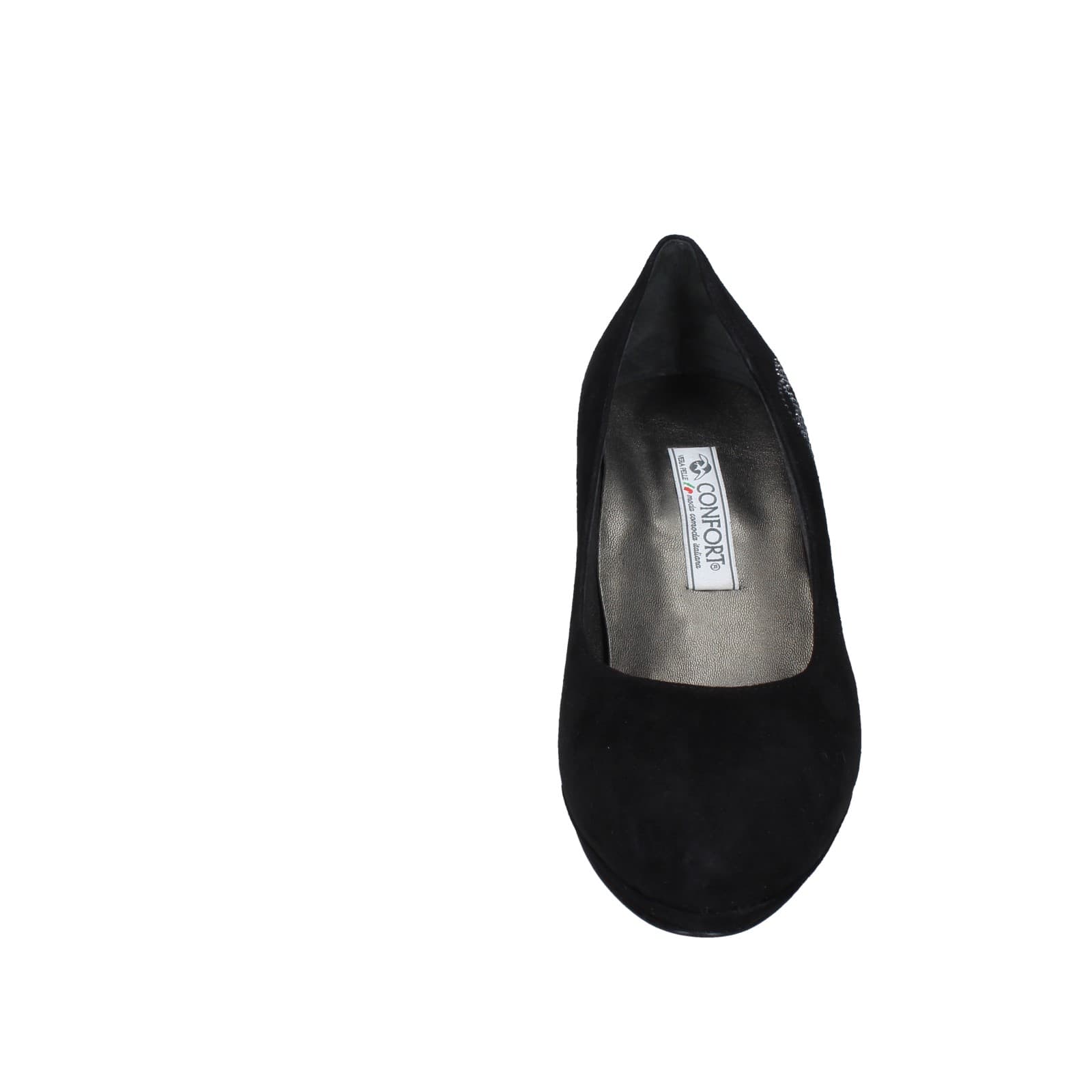 Scarpe Donna CONFORT Decollete Nero Camoscio Strass EZ354