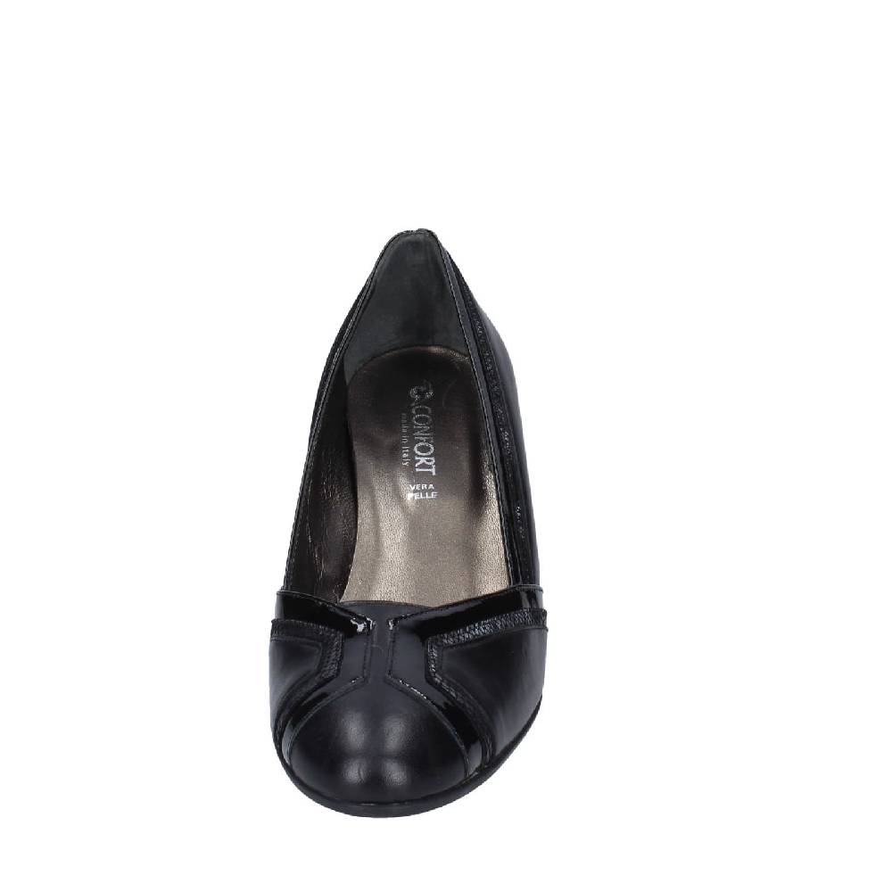 Scarpe Donna CONFORT Decollete Nero Pelle Vernice EZ371