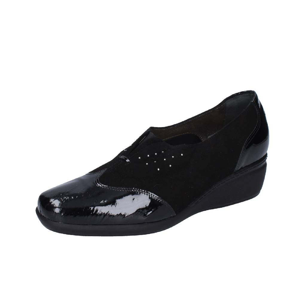 scarpe donna CONFORT decollete nero vernice camoscio EZ330