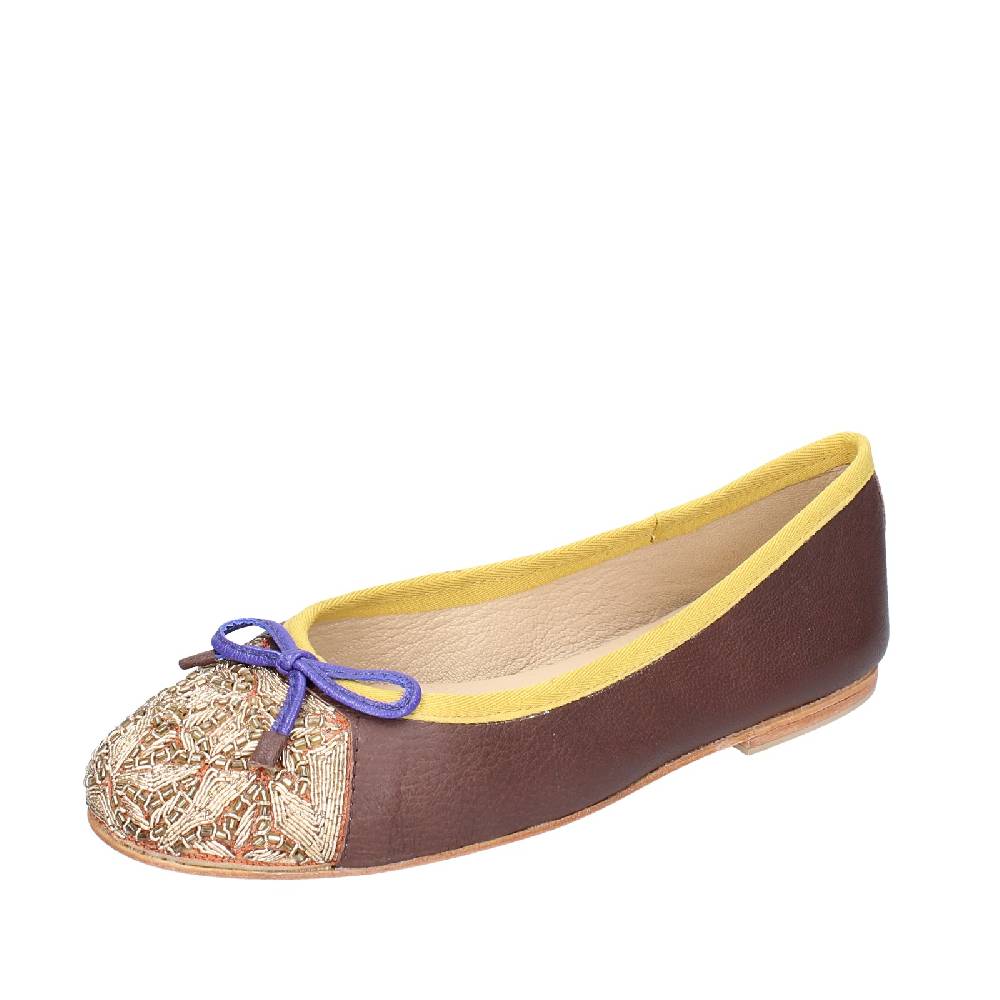 scarpe donna CORAL BLUE ballerine marrone pelle EX577
