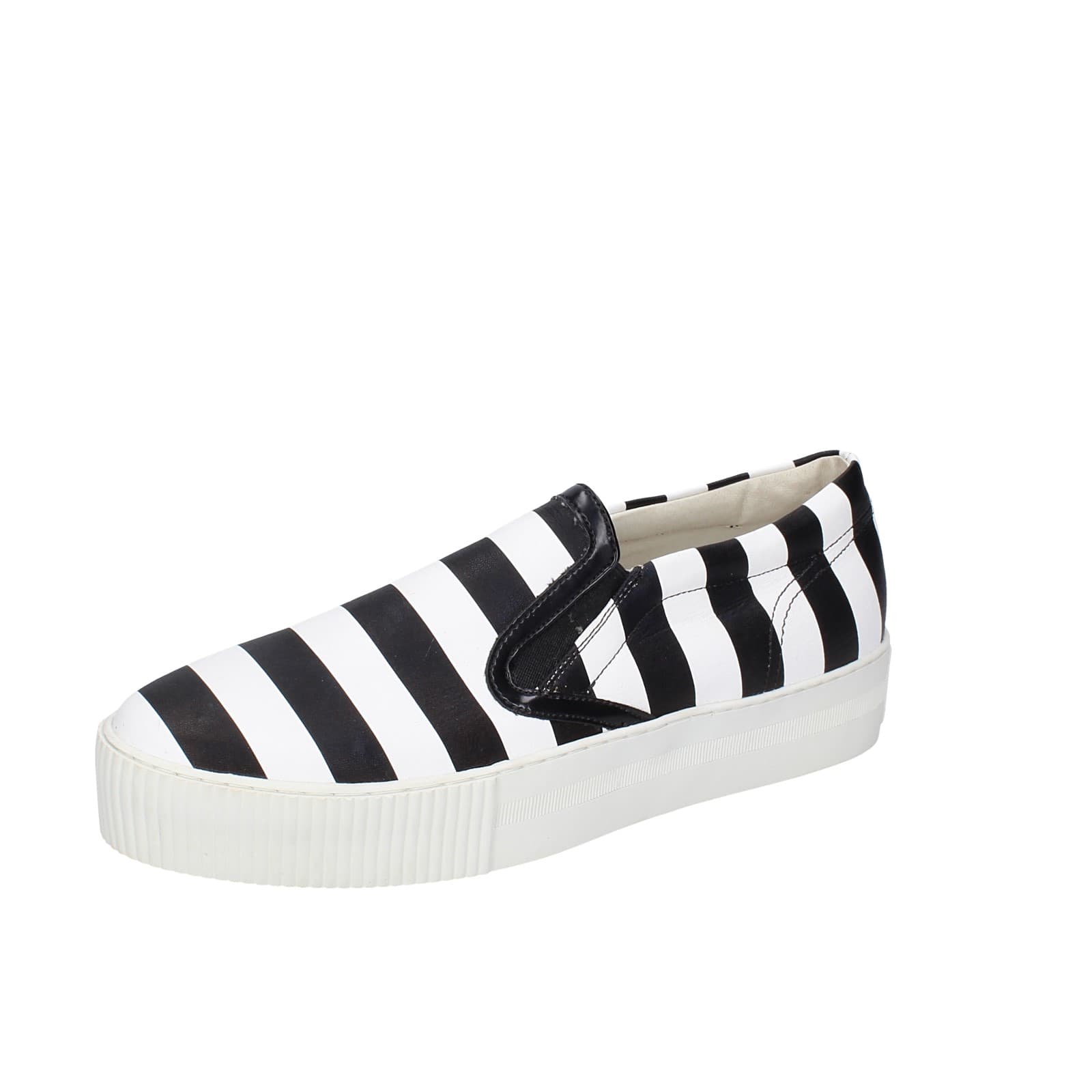 scarpe donna CULT mocassini bianco pelle nero EY359