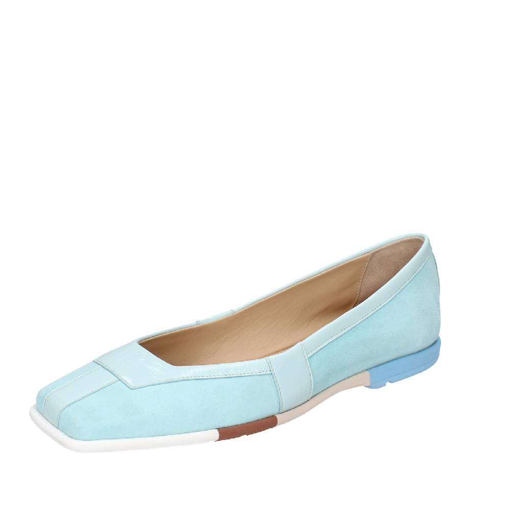 scarpe donna FABI ballerine celeste camoscio vernice EX305