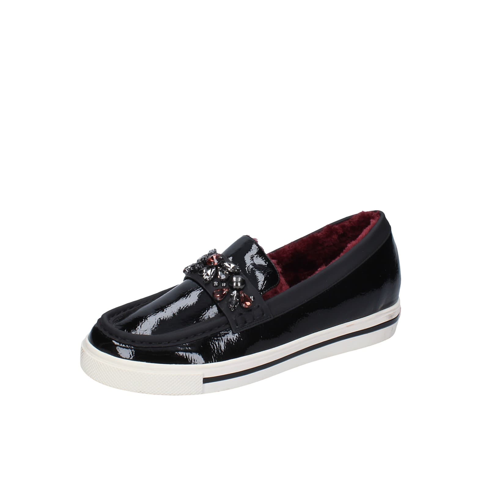 scarpe donna LUCIANO BARACHINI mocassini nero vernice EY169