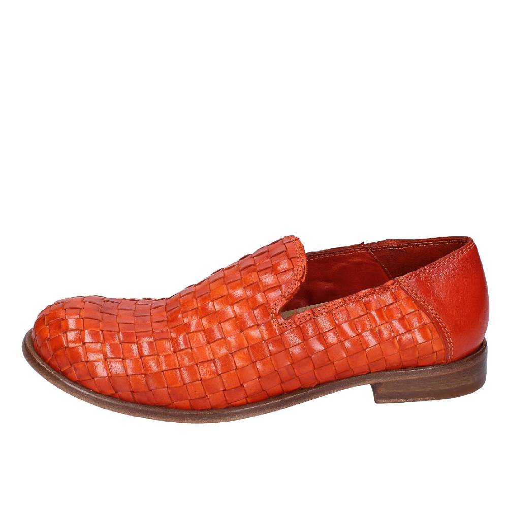 Scarpe Donna MOMA Mocassini Arancione Pelle Marrone 39410F VINTAGE EX498
