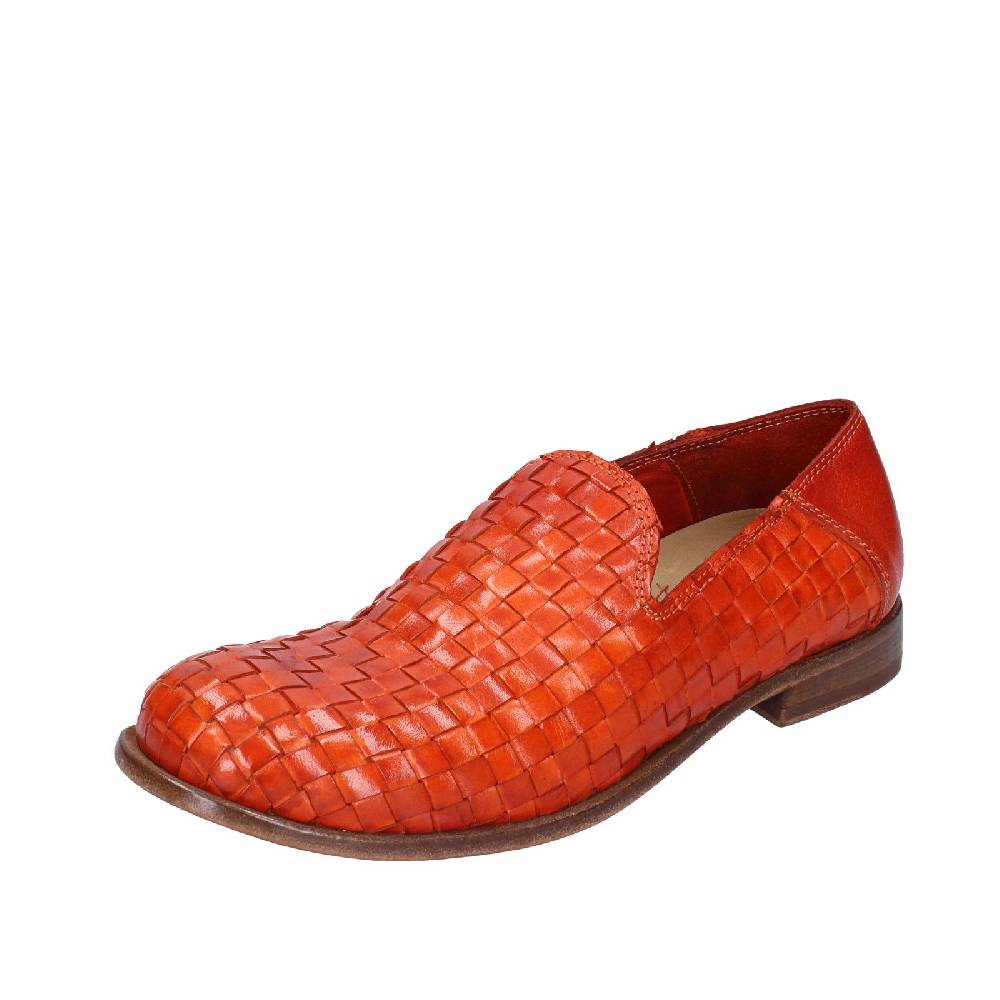 scarpe donna MOMA mocassini arancione pelle marrone 39410F VINTAGE EX498