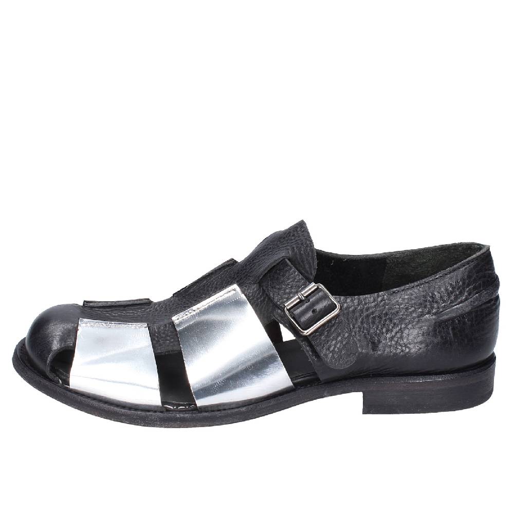Scarpe Donna MOMA Sandali Nero Pelle Argento 40401G VINTAGE EX410