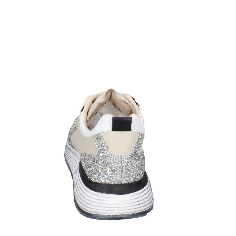 Scarpe Donna MOMA Sneakers Beige Pelle Argento Glitter 3AS401 EY558