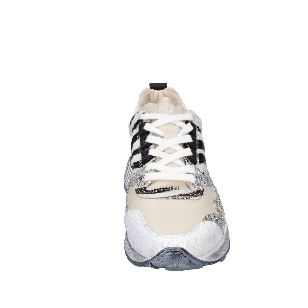 Scarpe Donna MOMA Sneakers Beige Pelle Argento Glitter 3AS401 EY558