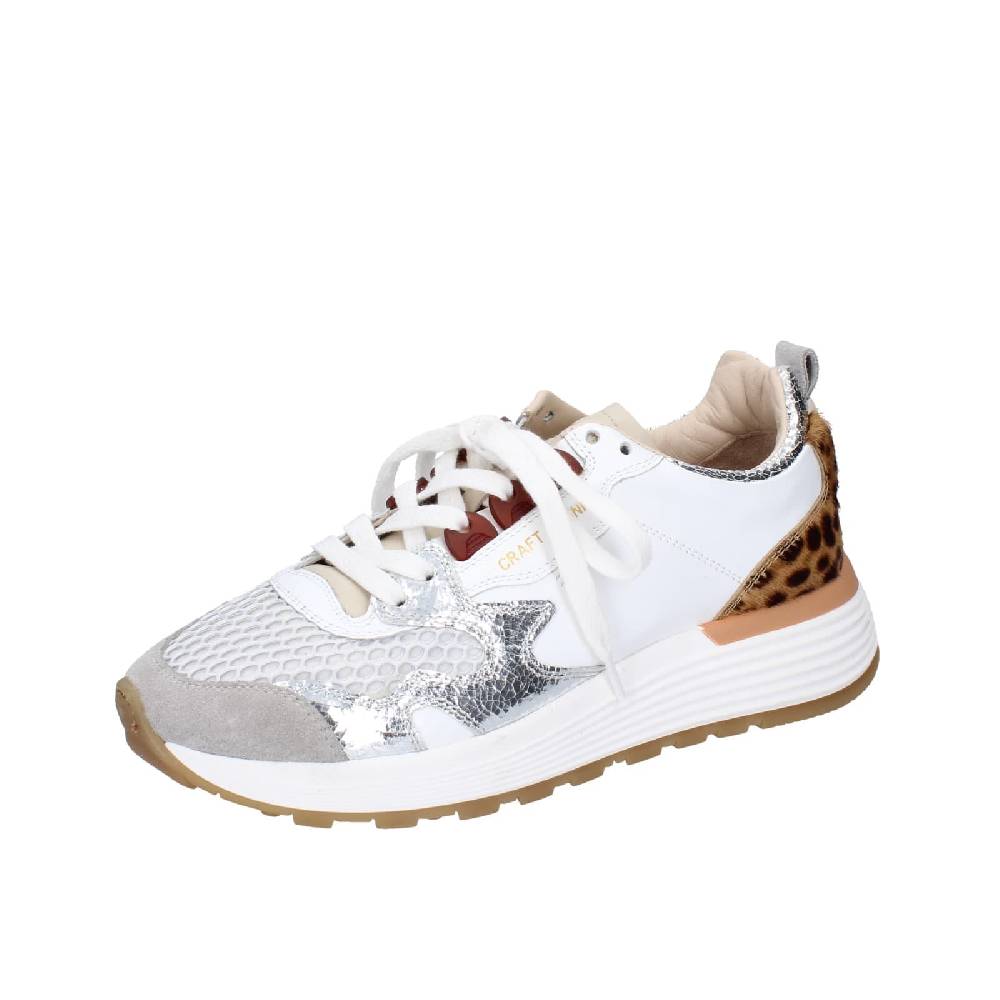 scarpe donna MOMA sneakers bianco pelle argento tessuto 3AS401-CR5 EZ858