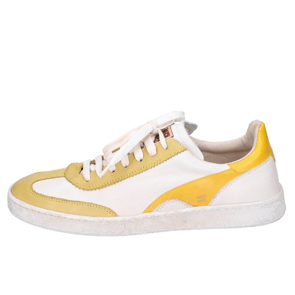 Scarpe Donna MOMA Sneakers Bianco Pelle Giallo 49402A VINTAGE EX506