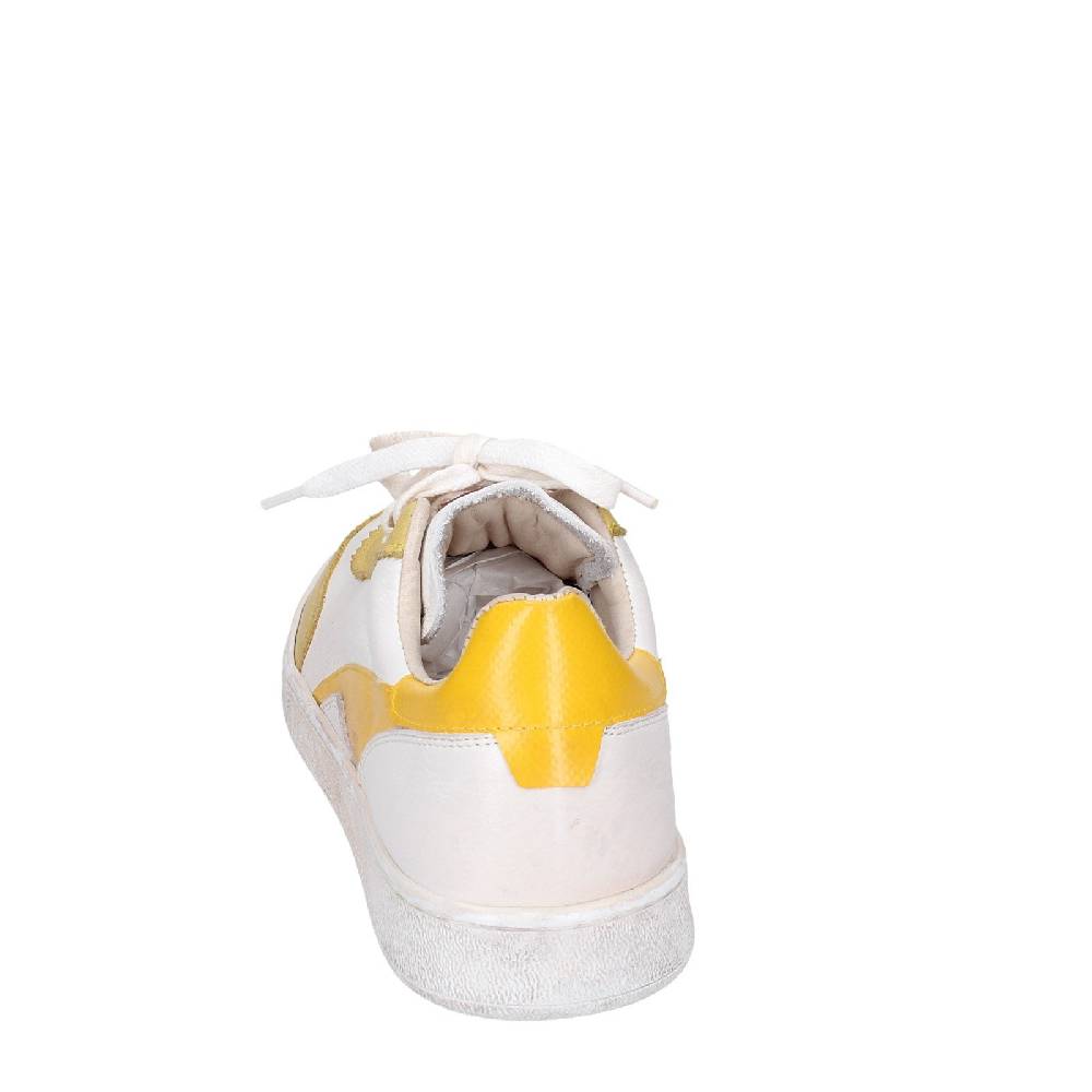 Scarpe Donna MOMA Sneakers Bianco Pelle Giallo 49402A VINTAGE EX506